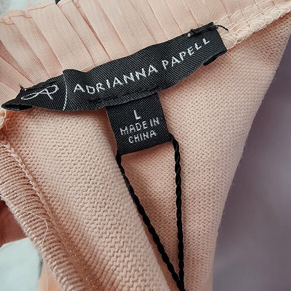 Adrianna Papell Blush Ruffle Neck Pleated Sleeve Sweater Women’s Size Large - Picture 8 of 9